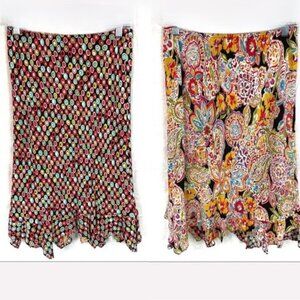 Cabi Reversible Skirt Style # 238 Paisley Dot Floral Double Layer Boho XL